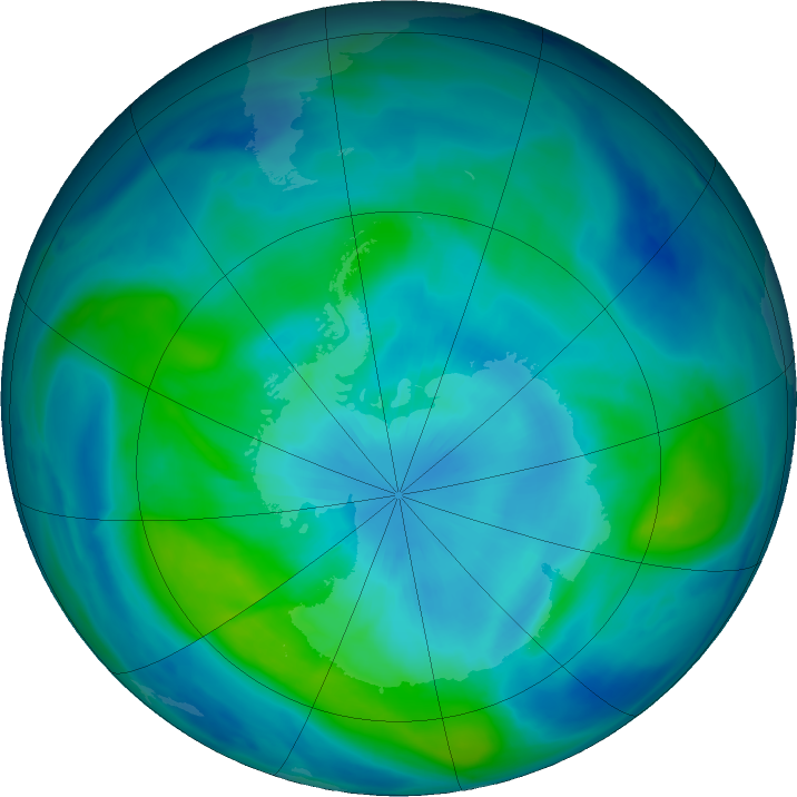 Antarctic ozone map for 22 March 2019